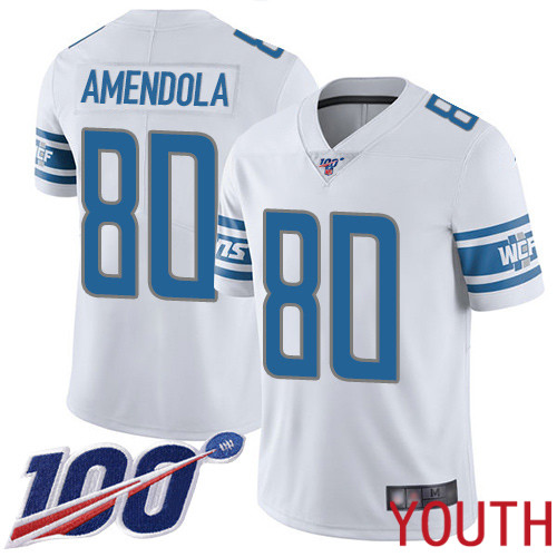 Detroit Lions Limited White Youth Danny Amendola Road Jersey NFL Football #80 100th Season Vapor Untouchable->youth nfl jersey->Youth Jersey